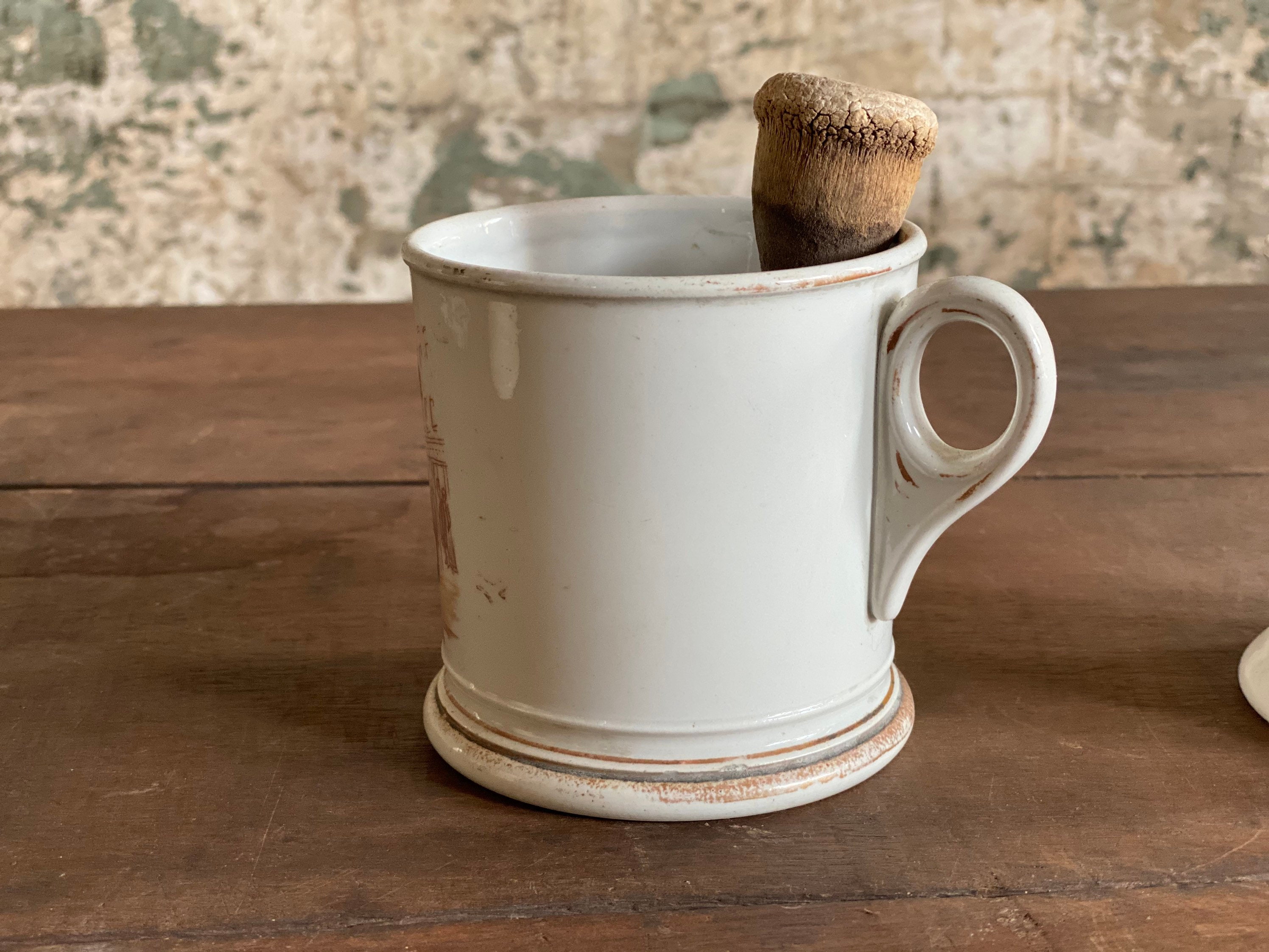 Antique Pair of Ironstone Horse Themed Shaving Mugs and Brush Etsy