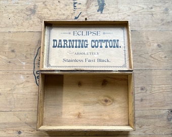 Vintage Eclipse Darning Cotton Wood Box