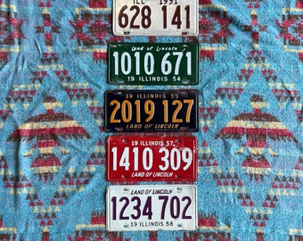 Vintage 1950s Illinois License Plates