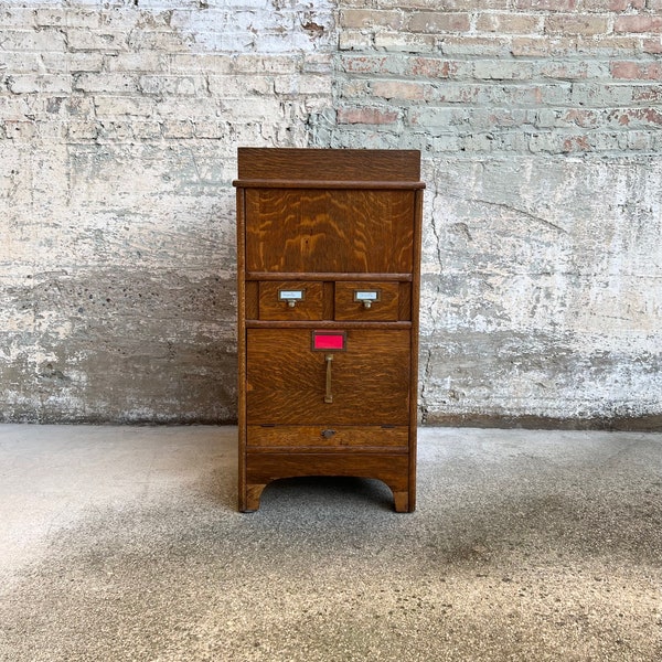 Antique Oak Globe-Wernicke Index Filer Cabinet