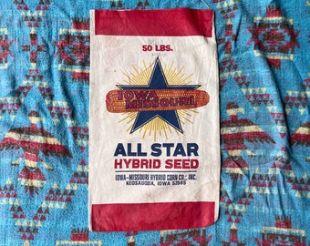 Vintage Illinois Missouri All Star Seed Sack Keosauqua, IA