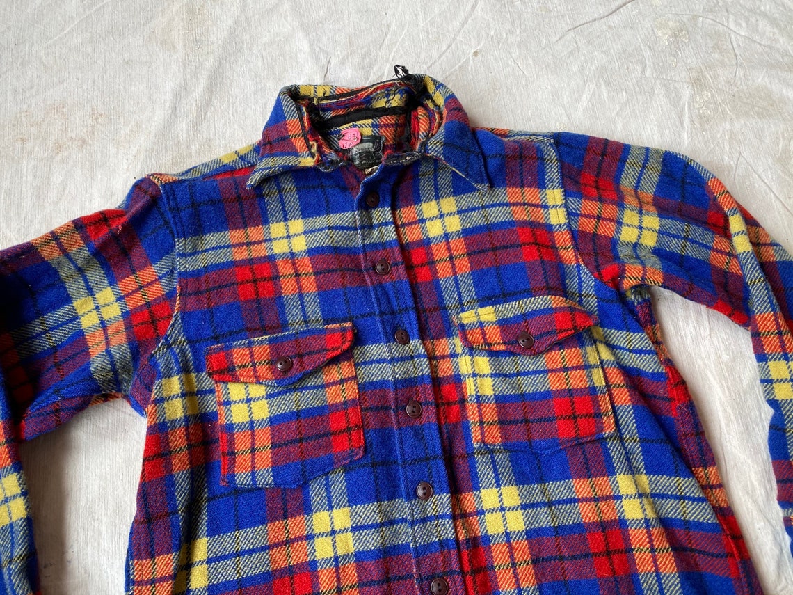 Vintage 50s Woolrich Wool Plaid Flannel Shirt | Etsy