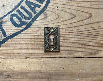 Antique Brass Eastlake Escutcheon Keyhole Plate