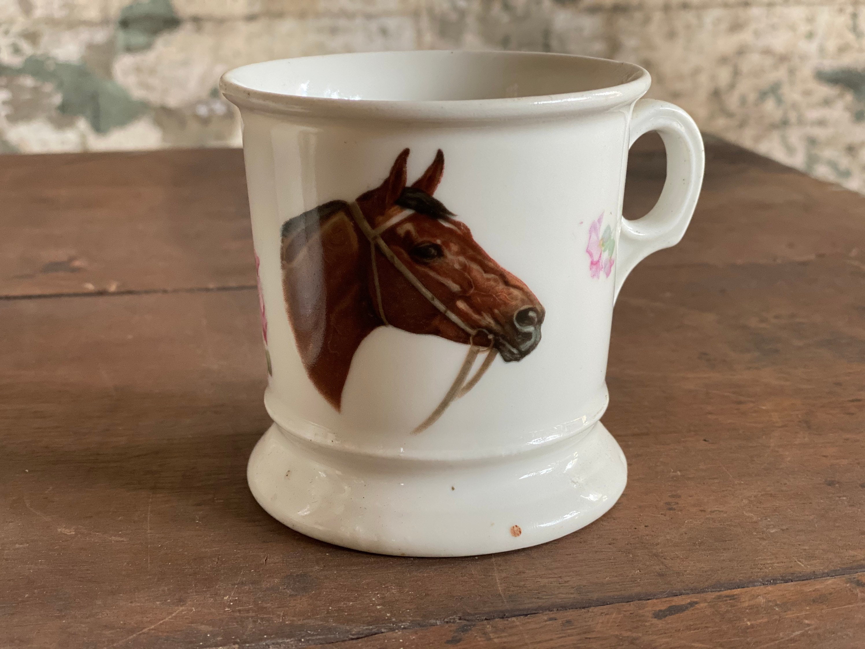Antique Pair of Ironstone Horse Themed Shaving Mugs and Brush Etsy