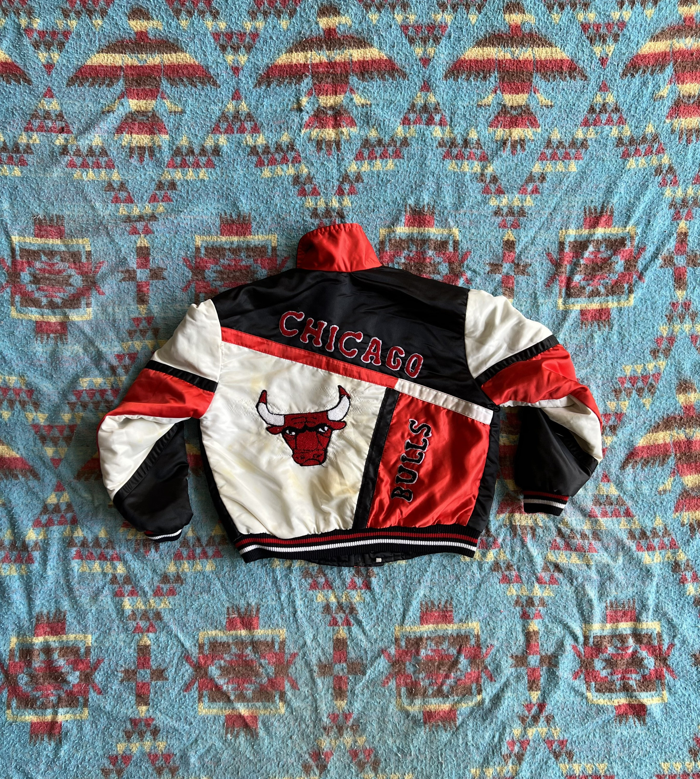 90’s Vintage Chicago Bulls White Hoodie Logo Mascot Sweatshirt Jordan Sz OS  L