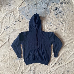 Vintage 70s Navy Athletic Pullover Hooded Sweatshirt