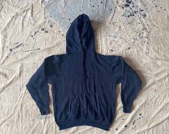 Vintage 70s Navy Athletic Pullover Hooded Sweatshirt