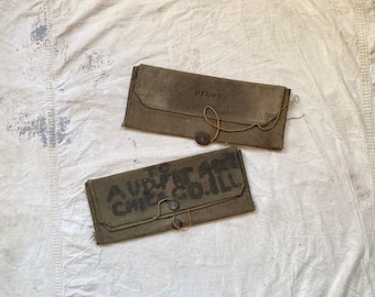 Pair of Rustic Canvas C&NW RR Memorandum Messenger Bags