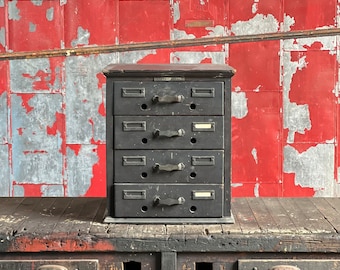 Vintage Oak 4 Drawer Library Bureau SoleMakers Cabinet