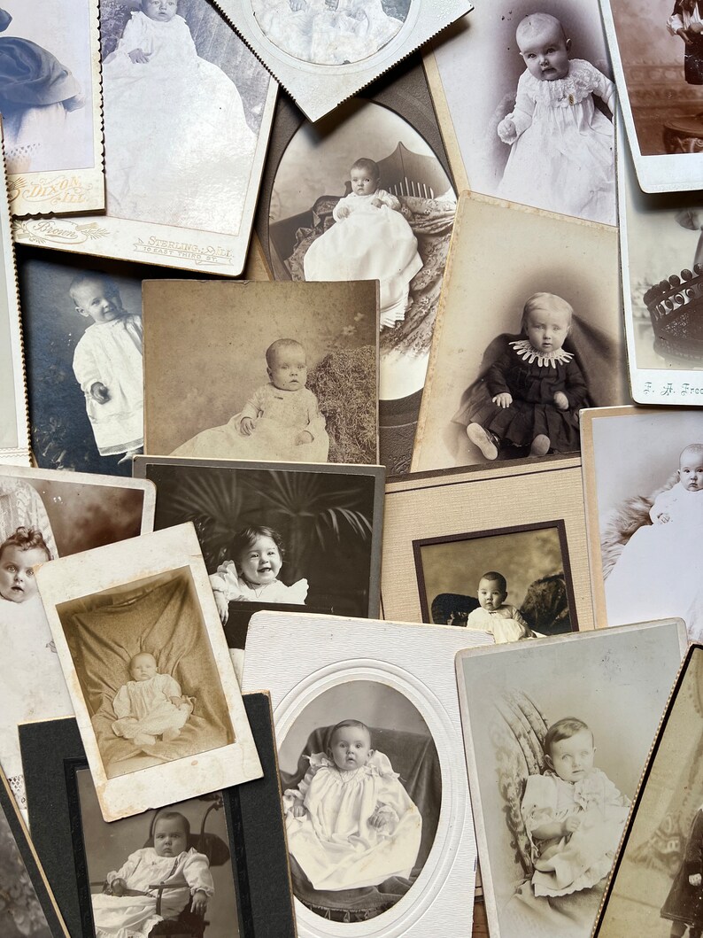 25 Antique Studio Portraits of Babies and Infants Photo Lot image 2