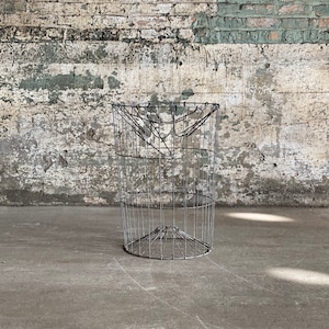 Vintage Wire Flowering Top Garbage Can Waste or Laundry Basket