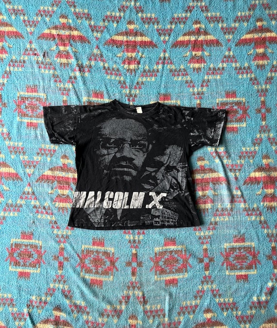 Vintage 90s AOP Thrashed Malcom X Shirt - Etsy