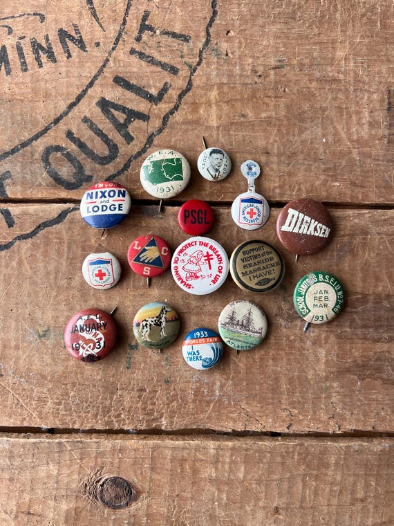 Antique Lot of 9 Pinbacks & Novelties - image 1