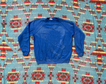 Vintage Thrashed 1980s Ultra Fleece Tultex Raglan Crewneck Sweatshirt