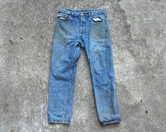 Vintage 1980s Levi 501xx Red Tag Denim Jeans 35 x 31 Thrashed Project