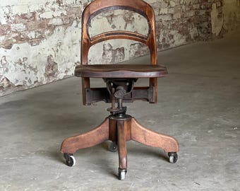 Antique Walnut Sikes Typist Office Chair