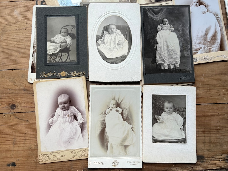 25 Antique Studio Portraits of Babies and Infants Photo Lot image 4