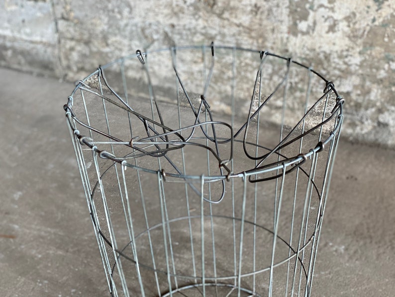 Vintage Wire Flowering Top Garbage Can Waste or Laundry Basket image 2