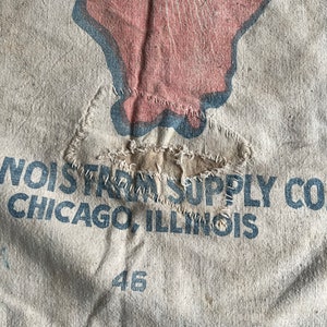 Vintage 100 lb Blue Seal Seed Sack Original Repairs image 3