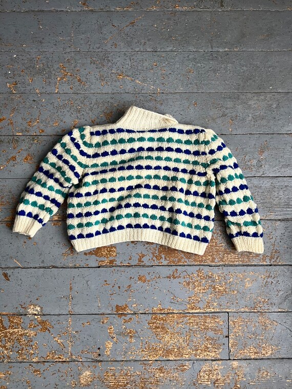 Vintage 70s Hand Knit Cardigan Shrug Sweater - image 5