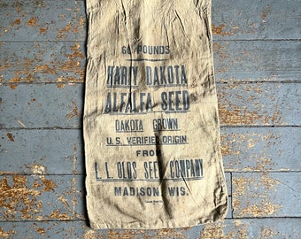 Vintage Hardy Dakota Alfalfa Seed Sack L.L. Olds Madison, WI