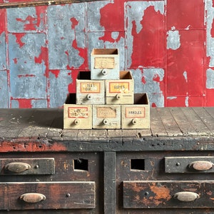 Lot of 6 Repurposed Cheese Box Drawers Rustic Home Storage