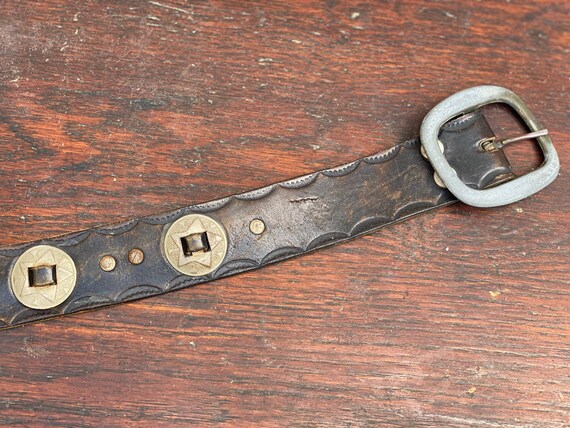 Vintage Harley Davidson Leather Belt Worn Biker Gear View 3