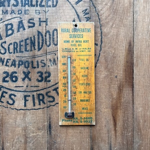 Vintage Rural Coop Services Hales Corners, WI Wood Thermometer Milwaukee