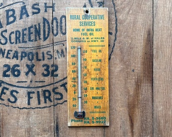 Vintage Rural Coop Services Hales Corners, WI Wood Thermometer Milwaukee