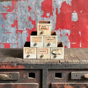 Lot of 6 Repurposed Cheese Box Drawers Rustic Home Storage
