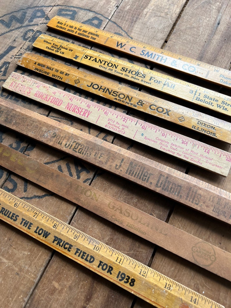 Vintage Lot of Wood Advertising Rulers - Etsy