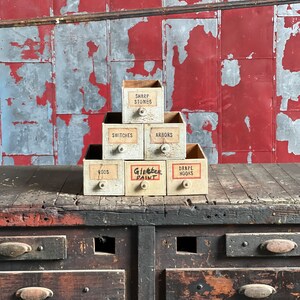 Lot of 6 Repurposed Cheese Box Drawers Rustic Home Storage