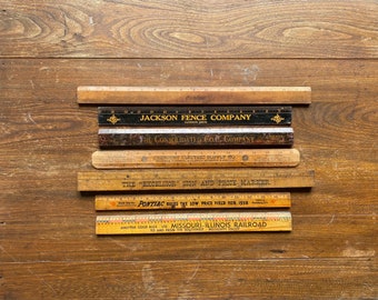 Vintage Lot of Wood Advertising and Classroom Rulers