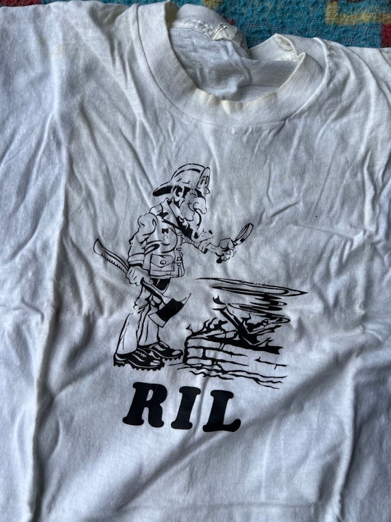 Vintage 70s Fire Dept RIL Inspector T Shirt - image 2