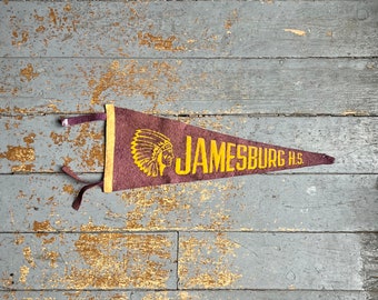 Vintage Jamesburg, NJ High School Pennant American Indian Graphic