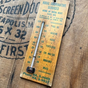 Vintage Rural Coop Services Hales Corners, WI Wood Thermometer Milwaukee image 2