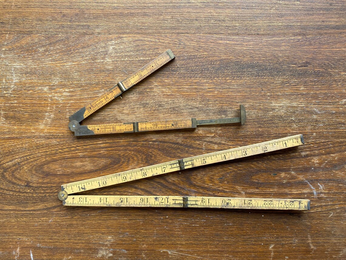 Pair of Antique Wood Folding Rulers Stanley No. 27 & No. 32 Etsy