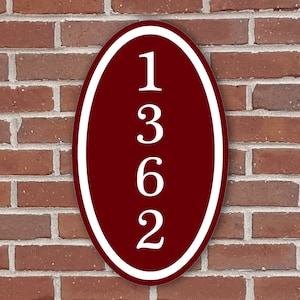 Personalized Home Vertical Address Number Sign Aluminum Oval 12&quot; x 7&quot; Custom House Plaque