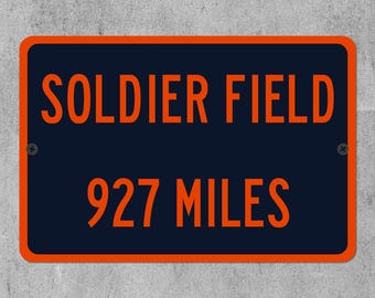 Custom Soldier Field Distance Sign, Personalized Chicago Bears Fan Highway Mileage Sign Gift