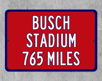 Custom Busch Stadium Distance Sign, Personalized Saint Louis Cardinals Baseball Fan Highway Mileage Sign Gift