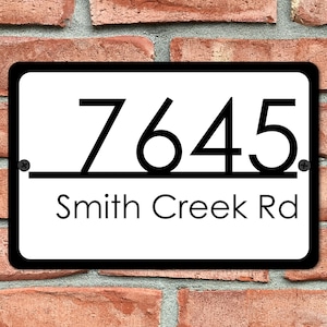 Custom Home Address Sign Contemporary Design Aluminum Metal 12&quot; x 8&quot; Personalized Modern House Number Plaque