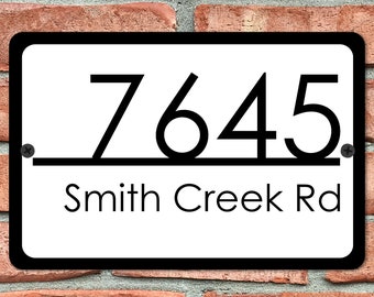 Modern Aluminum House Number Sign, Contemporary Address Plaque, 12x8