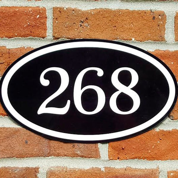 Personalized Address House Number Sign Aluminum Oval 12" x 7" Custom Plaque