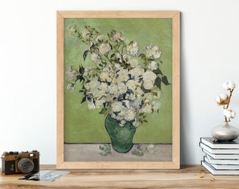 Vase of Roses by Vincent Van Gogh, Giclee Fine Art Print, Classical Painting, Wall Art, Vintage Portrait Decor