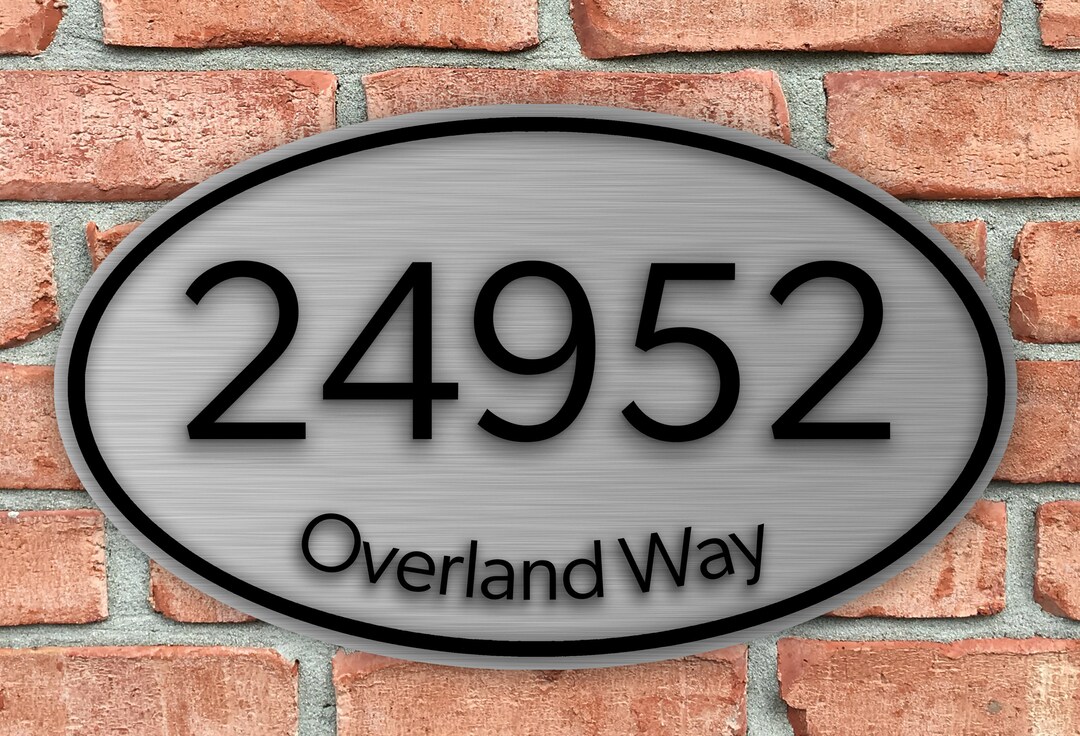 Custom Home Address Sign Aluminum Oval With Silver Design 12