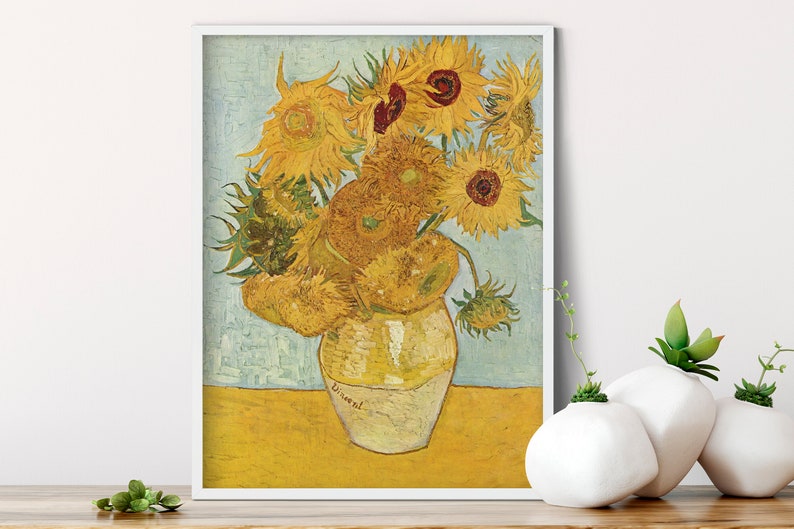 Sunflowers by Vincent Van Gogh, Giclee Fine Art Print, Classical Painting, Wall Art, Vintage Portrait Decor image 2