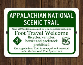 Appalachian Trail Sign, National Scenic Trail Metal Sign Vintage Replica, Hiker Gift, Hiking Outdoors Nature, Wall Decor