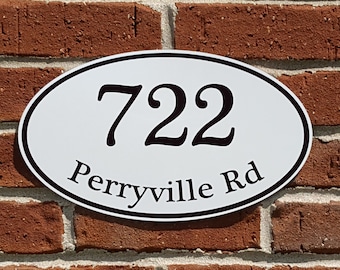 Customized Home Address Sign Aluminum Oval 12" x 7" Personalized House Number Plaque