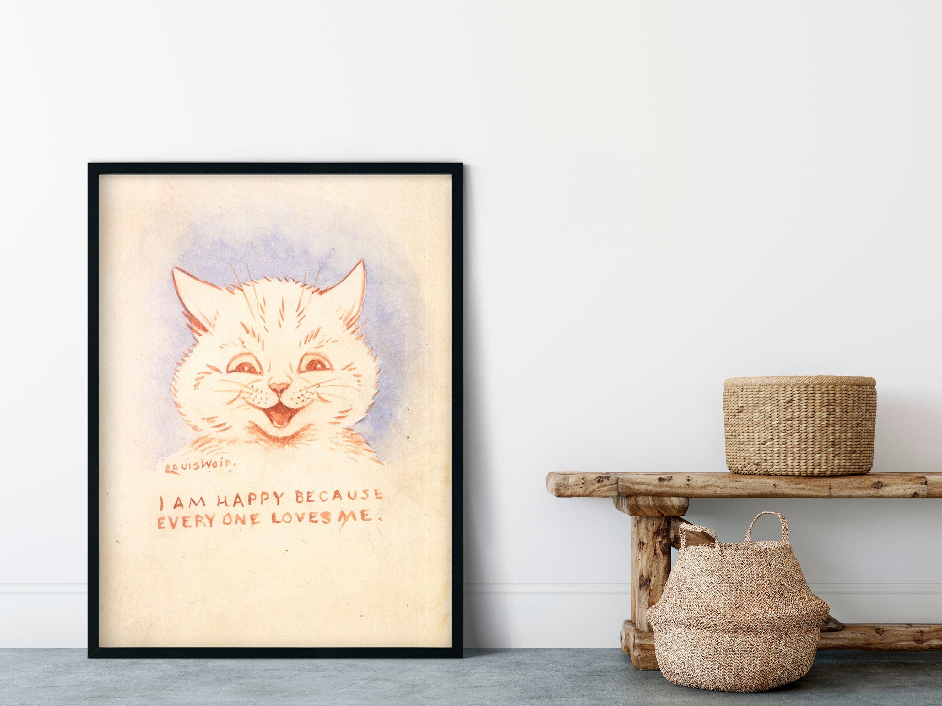 Louis Wain Art Print - I am Happy Because Everyone Loves Me – Cheshire &  Wain