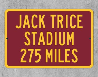 Custom Jack Trice Stadium Distance Sign, Personalized Iowa State Cyclones Football Fan Highway Mileage Sign Gift